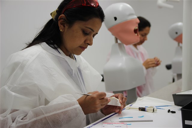 Dentists test VOCO's Amaris during the hands-on course.