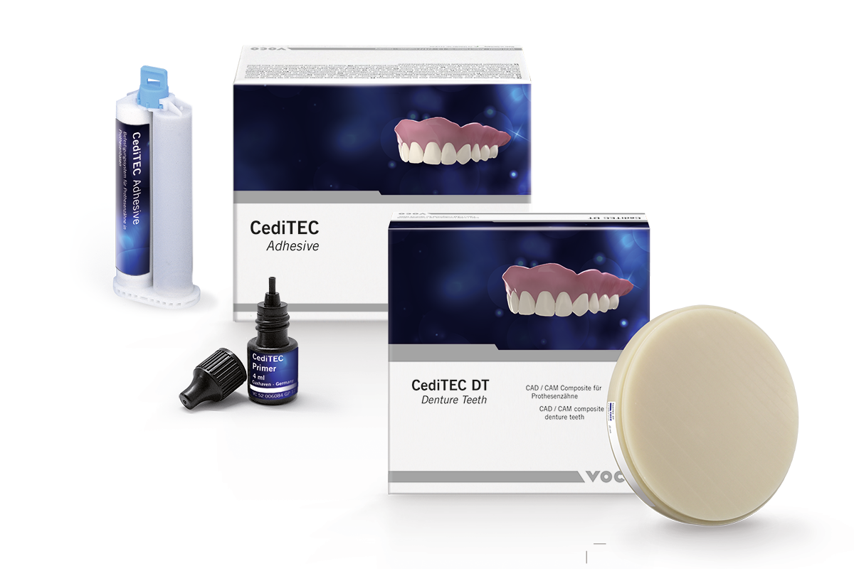 CediTEC provides the material for the prosthetic teeth as well as the luting mat
